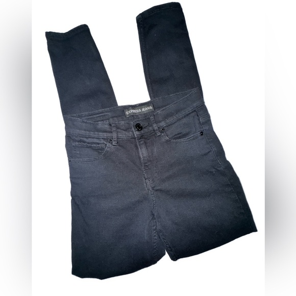 Express distressed high waisted black legging skinny jean size 4 - Picture 4 of 11